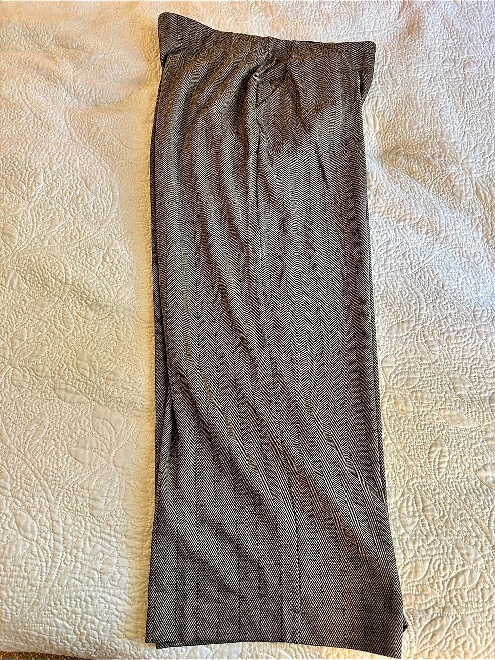 Max Studio Wide Leg Trousers Herringbone Pants Brown XL